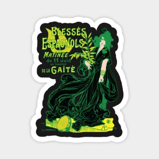 Simplified French Art Nouveau Advertising Poster, Spanish Maja Blesses Espagnols Magnet