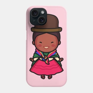 Cute Bolivian Village Woman in Traditional Clothing Cartoon Phone Case