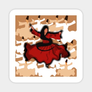 Dancing dervish girl in red dress scarf Magnet