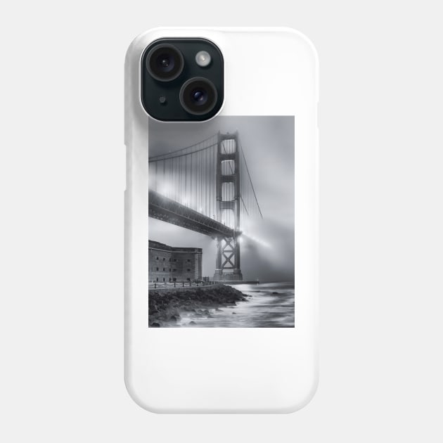 Golden Gate in Fog B+W Phone Case by jforno