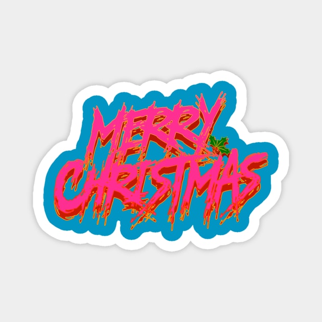 Merry Christmas (Black Metal. - neon) Magnet by C E Richards