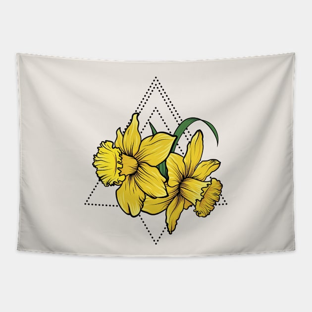 Daffodil Flora Dotted Triangle Diamond Tapestry by RadicalChill