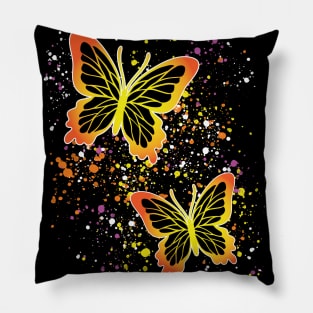 Beautiful Butterflies with Colorful Splatters Pillow