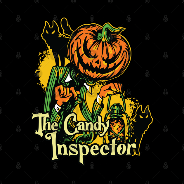 Candy Inspector Halloween Pumpkin Design by Graphic Duster