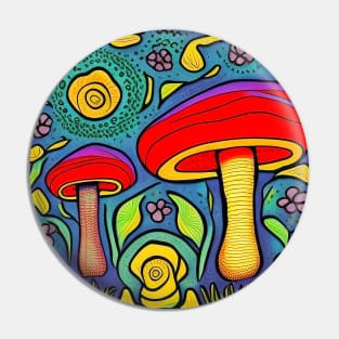 Colorful and Psychedelic Magic Mushroom Illustration Pin