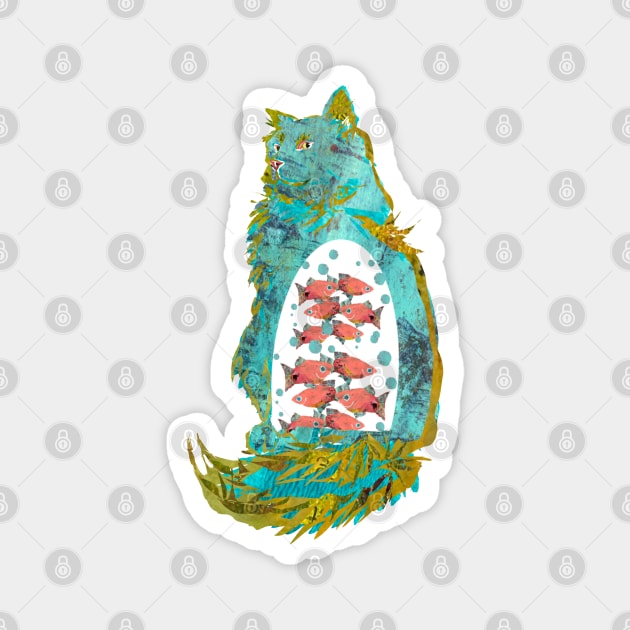 Fish in the Belly of a Blue Cat Magnet by Gina's Pet Store