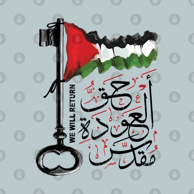 Palestinian Right of Return Sacred Arabic Calligraphy Palestine Flag Solidarity Design by QualiTshirt