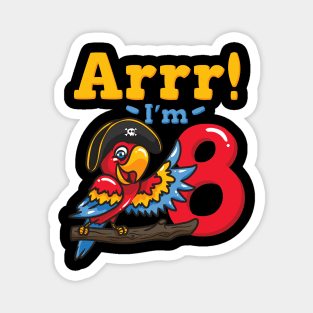 8th Birthday Pirate Captain Parrot Magnet