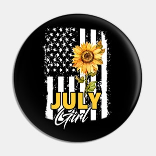 Flag Sunflower July Girl Pin
