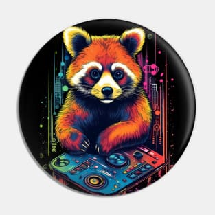 Cosmic Red Panda Mixmaster: DJ of Celestial Beats Pin