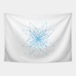 Bright, shining iceflower made of cool geometrical elements in icy blue tones Tapestry