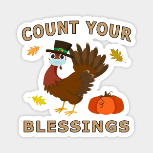 Count Your Blessings Autumn Turkey Mask Pumpkin. Magnet