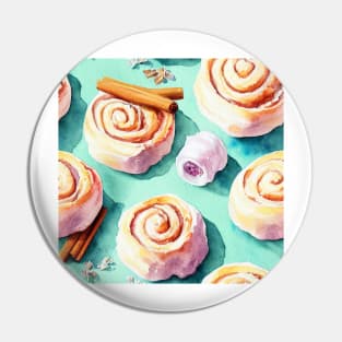 Watercolor cinnamon bun pattern Pin