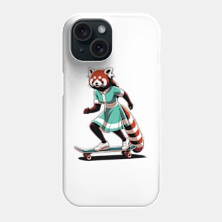 Retro Red panda Skateboarder - Vintage Style Illustration Phone Case