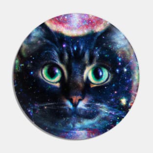 Space Cat Watches Over the Cats of the Galaxy Pin