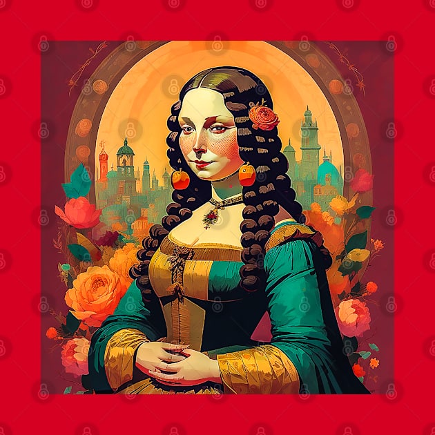 Colored Floral Monalisa by Sauher