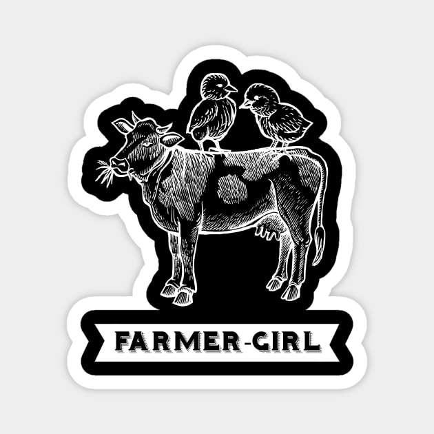 Chick Cow Farm Farmer Girl Magnet by Imutobi