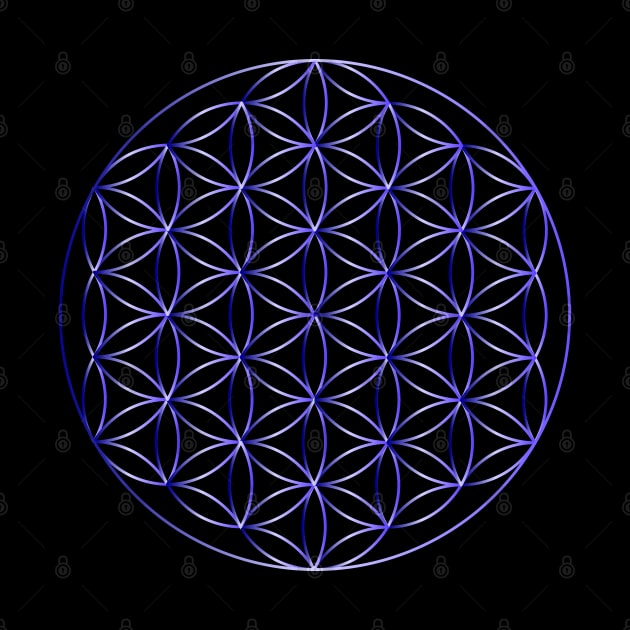 Flower of Life Sacred Geometry Blue Metal by Wareham Spirals