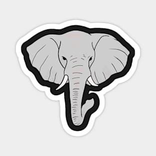 Grey Elephant with tusks hand drawn portrait Magnet