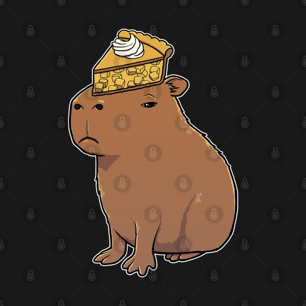 Capybara with Apple Pie on its head by capydays