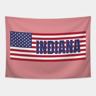 Indiana State in American Flag Tapestry