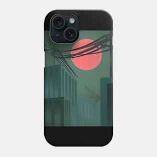 Сity with red sun Phone Case