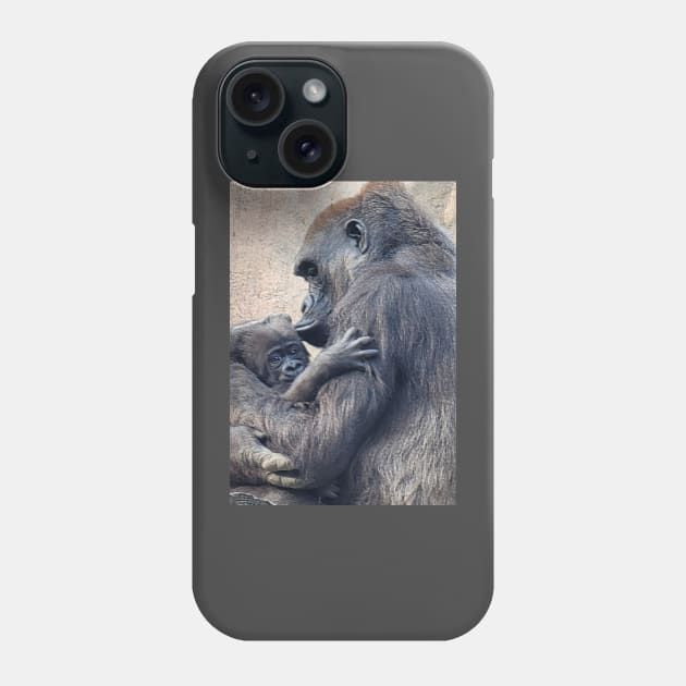 Western Lowland Gorilla and baby Phone Case by Sharonzoolady