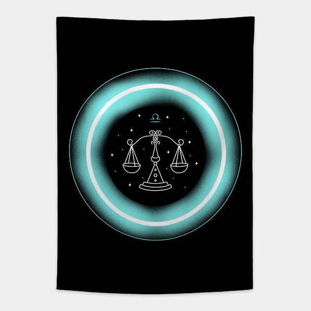 Neon Light Effect Libra Tapestry by MysticZodiac