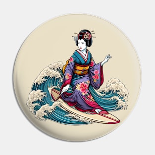 Surfing geisha Pin
