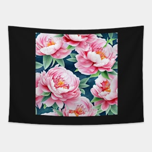 Watercolor peony painting Tapestry