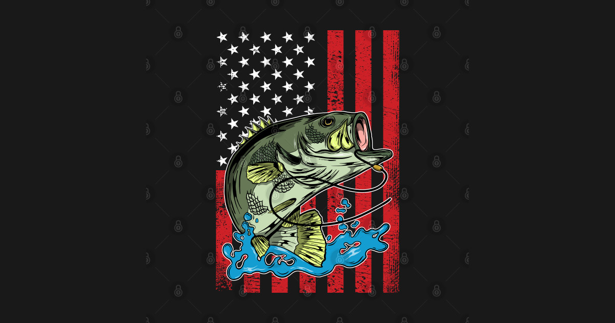 Bass Fishing Distressed American Flag Patriotic Fisherman