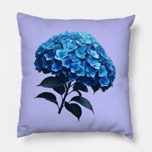 Blue Hydrangea With Leaves Pillow