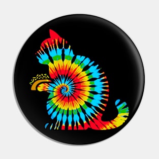 Tie Dye Black Cat With Tacos Pin