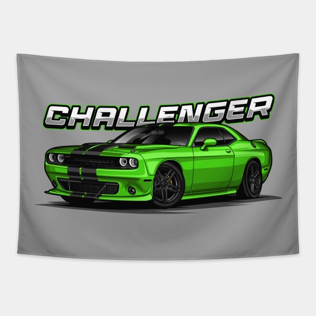 American Muscle Challenger (Green Go) Tapestry by Jiooji Project