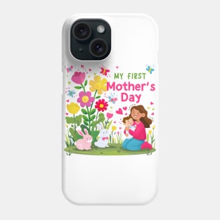 My first mothers day bunnies and flowers fun print shirt Phone Case