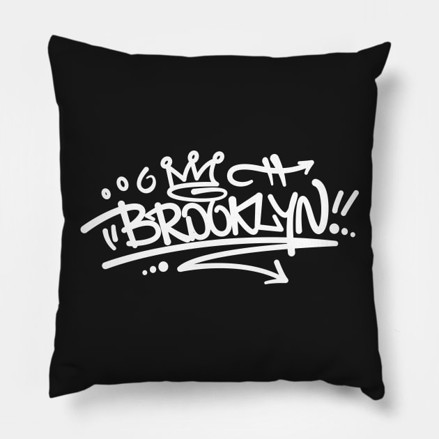 Brooklyn Graffiti Pillow by Digster