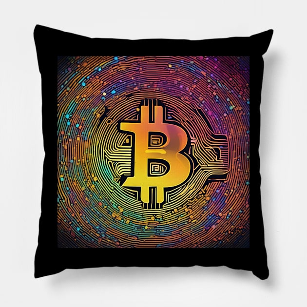 Bitcoin colorful Pillow by Creativeoptimize