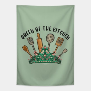crown with kitchen tools queen of the kitchen vintage kitchen art Tapestry