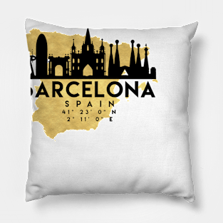 Barcelona Spain Skyline Map Art Pillow