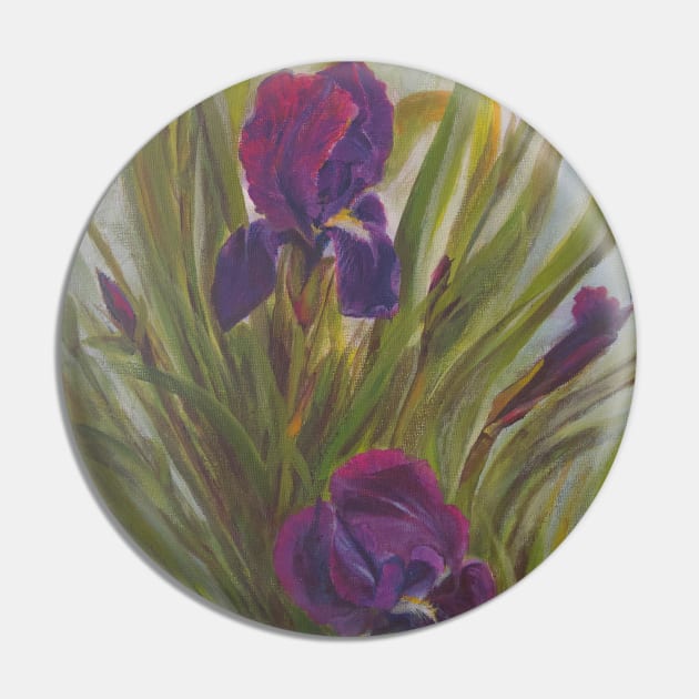 Country Iris Pin by CoryAcornArt