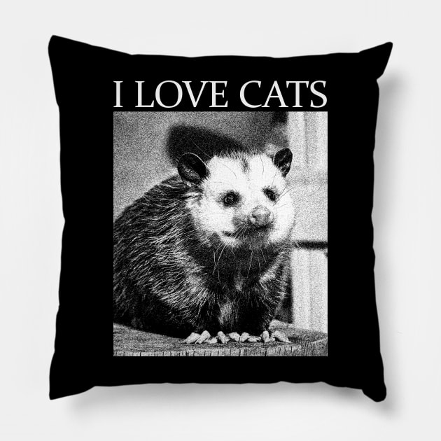 I Love Cats opossum Pillow by giovanniiiii