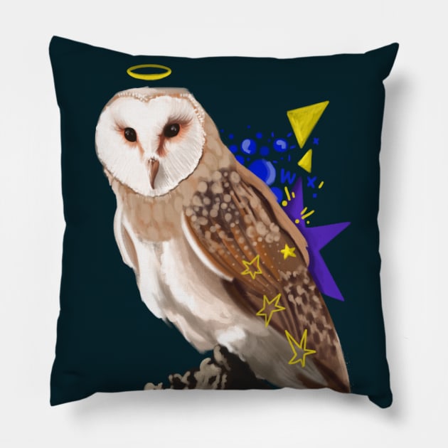 Holy Realistic Barn Owl With Stars Pillow by Danny One of Many