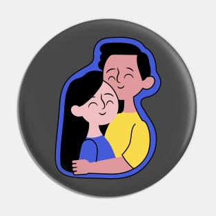 Cute hugging couple sticker Pin