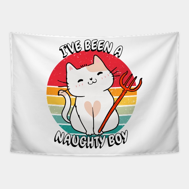 Cute White Cat is a naughty boy Tapestry by Pet Station