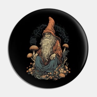 Lord Of The Shrooms - dark gnome wizard fantasy mushroom illustration Pin