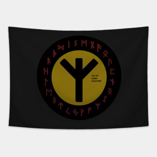 Yellow Elhaz Futhark Rune Symbol Tapestry