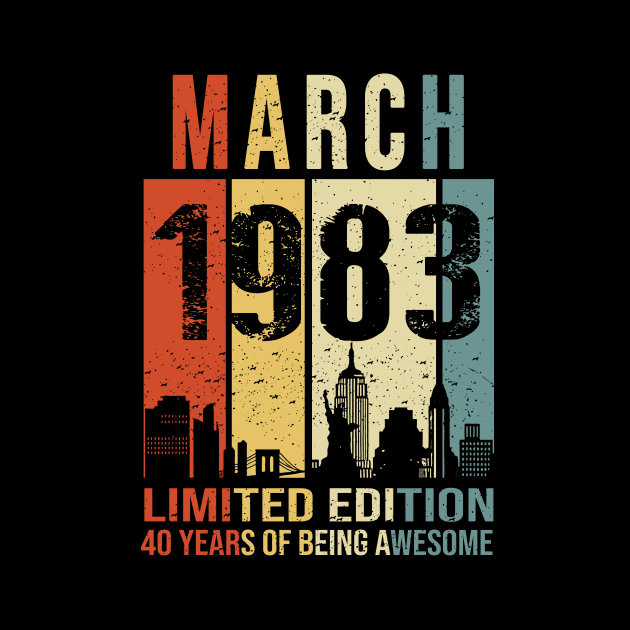 Made In 1983 March 40 Years Of Being Awesome by Red and Black Floral