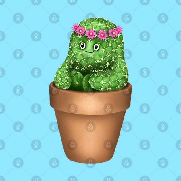 Cute Cactus (Blue Background) by illucalliart