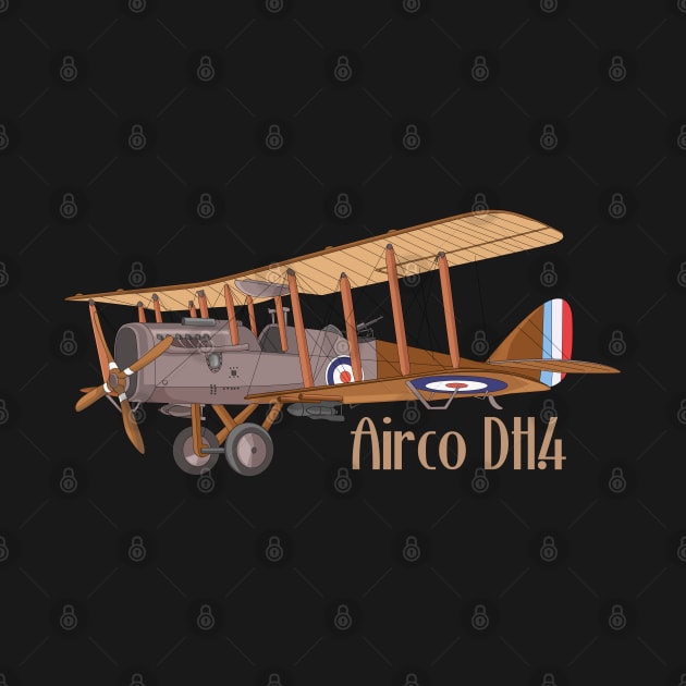 Airco DH.4 Day Bomber British WW1 Biplane Plane Diagram Gift by Battlefields