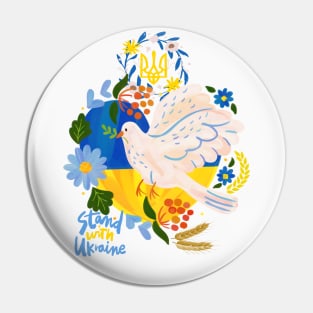 Stand with Ukraine. White dove Pin